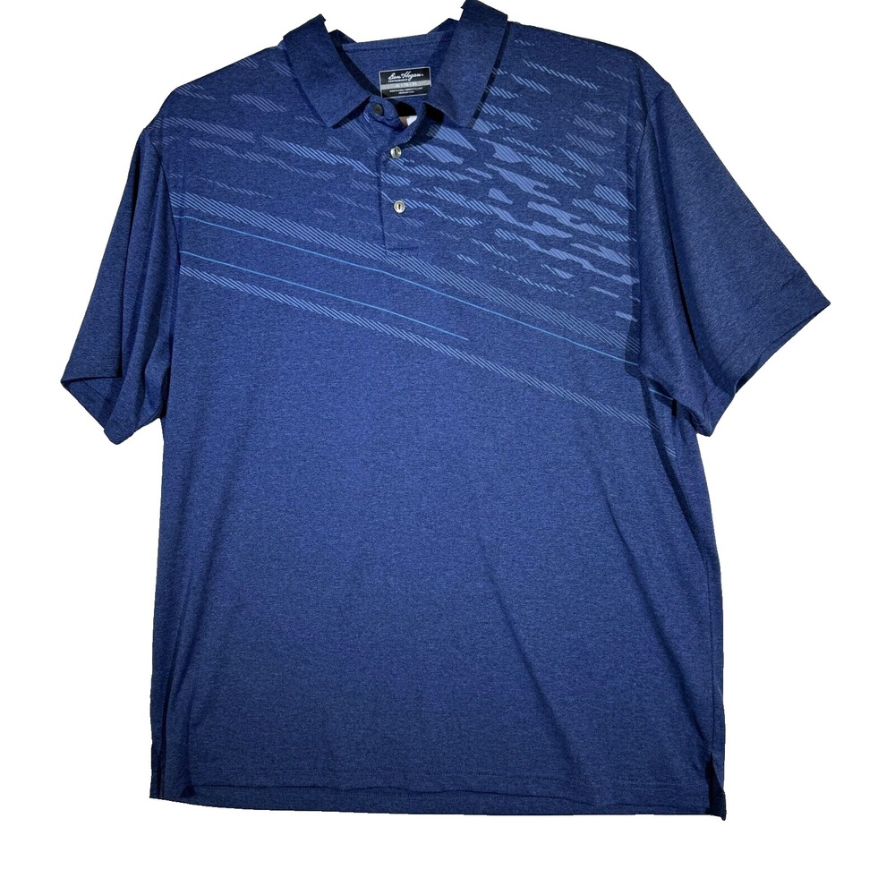 Ben Hogan Men's Polo Shirt XL Blue Asymmetric Print Golf Performance
